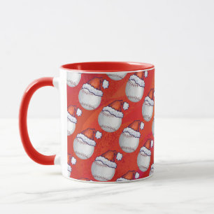 Taza Béisbol con Santa Hat en rojo
