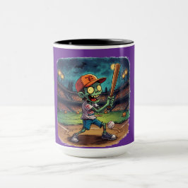 Taza Béisbol de Halloween, Zombie,Cerebros Sobre Bases
