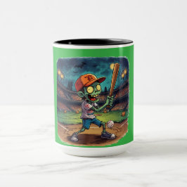 Taza Béisbol de Halloween, Zombie,Cerebros Sobre Bases