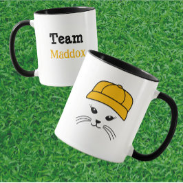 Taza Béisbol del equipo del personalizable Pequeño Gato