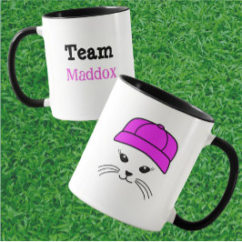 Taza Béisbol del equipo del personalizable Pequeño Gato
