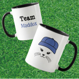 Taza Béisbol del equipo del personalizable Pequeño Gato