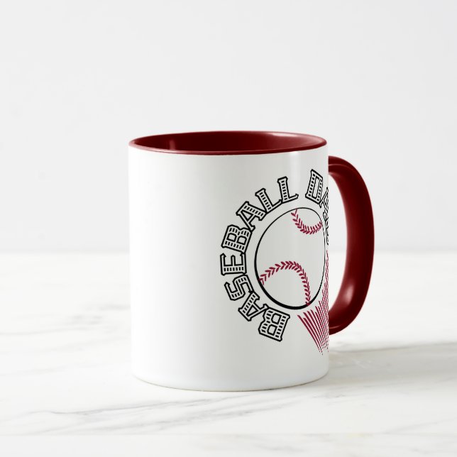 Taza Béisbol papá con pelota negra y roja (Anverso derecho)