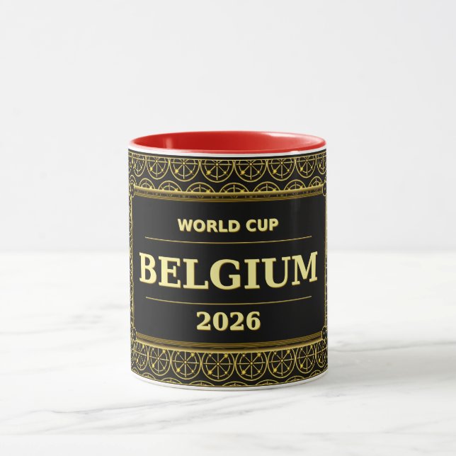 Taza Belgium Football Fan 2026 Black Gold Luxury (Centro)