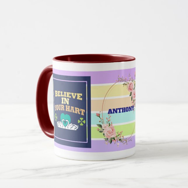 Taza Believe in Your Heart Personalized Mug – Colorful  (Anverso izquierdo)