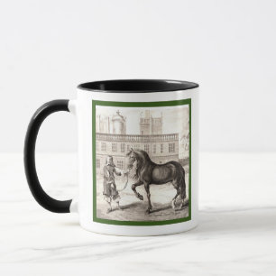Taza Bella Artes andaluz de grabado de caballos PRE