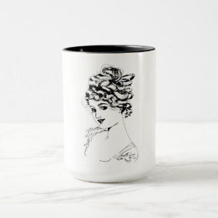 Taza Bella Artes de Art Nouveau Lady 1917