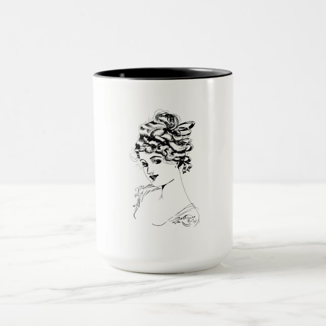Taza Bella Artes de Art Nouveau Lady 1917 (Centro)