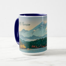 Bella Artes de Mount Rainier y Lake Washington Sun