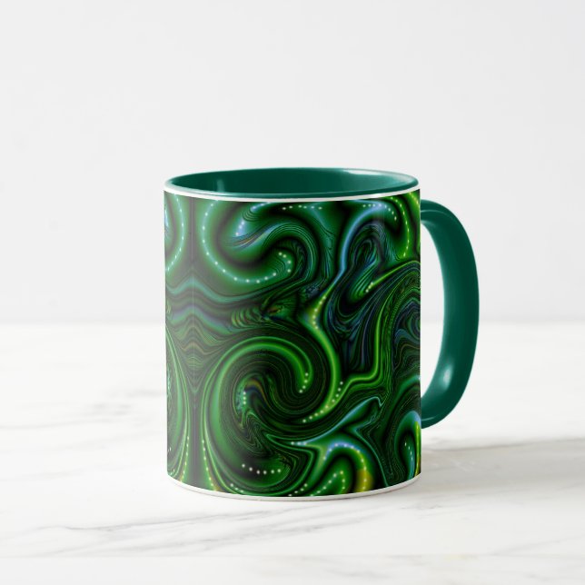 Taza Bella Artes de resumen de Green Swirly Spot (Anverso derecho)