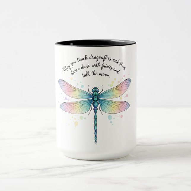 Taza Bella cita inspiradora de libélula (Centro)