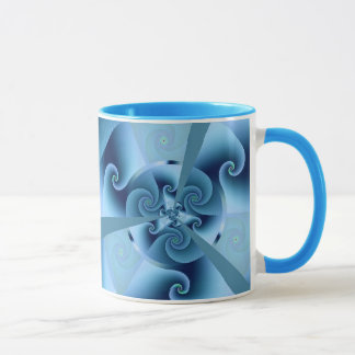 Taza Bella espiral azul fina arte fractal