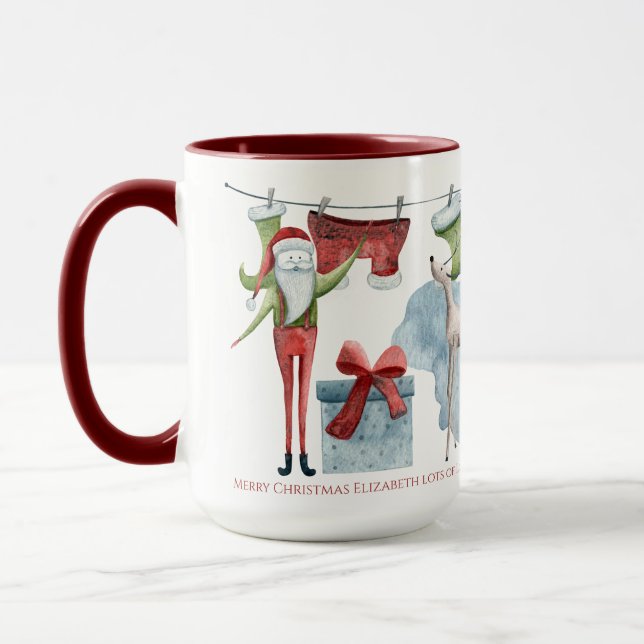 Taza Bellamente Arte Folk Ilustrado Navidad Personaliza (Izquierda)