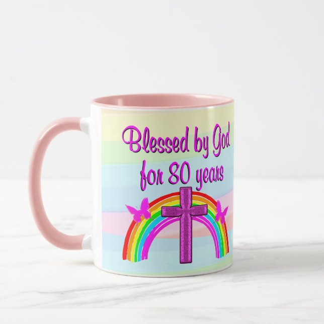 TAZA BELLAS BENDICIONES DE CUMPLEAÑOS 80 (Izquierda)