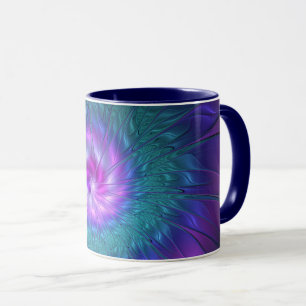 Taza Belleza floral abstracta arte fractal colorido Flo