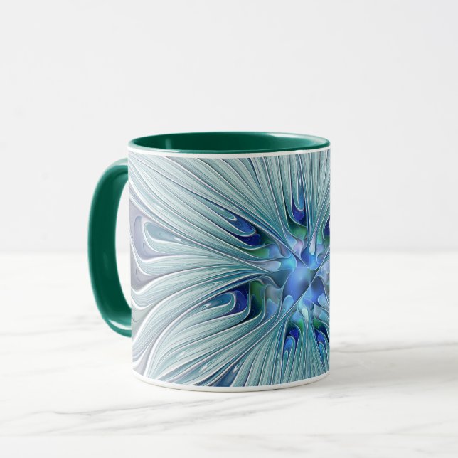 Taza Belleza floral Resumen Flor Pastel azul moderno (Anverso izquierdo)