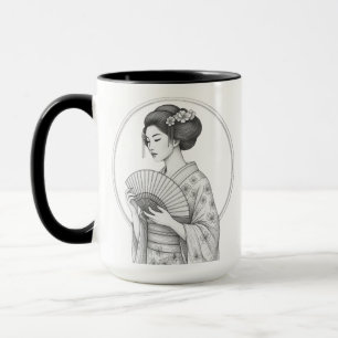Taza Belleza Japonesa con Abanico Plegable