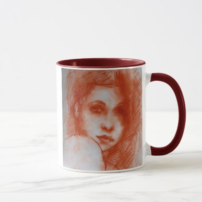 Taza BELLEZA ROMÁNTICA / Retrato femenino en Sepia Brow (Derecha)