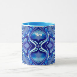 Taza BEN ~ Zany 3D Fractal ~ Sombras de azul