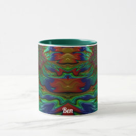 Taza BEN ~ Zany 3D ~ Green Red Blue 3D