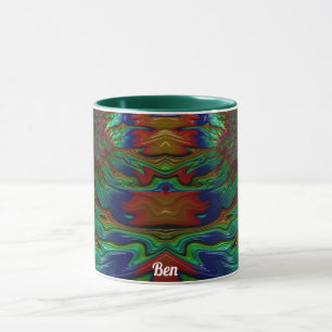 Taza BEN ~ Zany 3D ~ Green Red Blue 3D