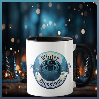 Taza Bendiciones de invierno: Insignia de ciervo y luna