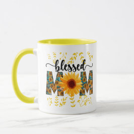 Taza Bendita mamá girasol de dos tonos