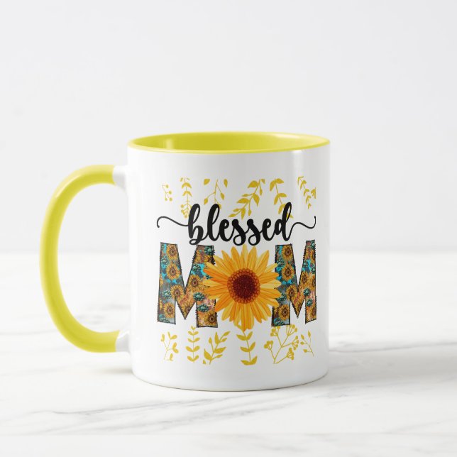 Taza Bendita mamá girasol de dos tonos (Izquierda)