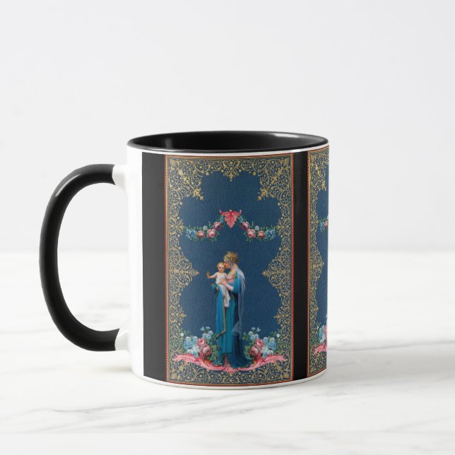 Taza Bendita Virgen María Jesús Vintage Católico (Izquierda)