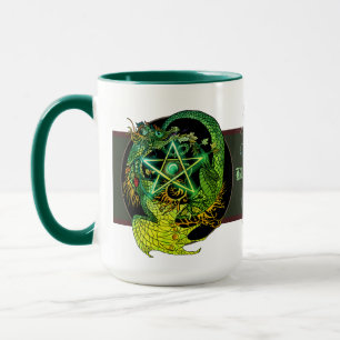 Taza Bendito sea el Pentáculo Dragón de Art Nouveau