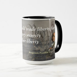 Taza Benjamin Franklin cita sobre la libertad