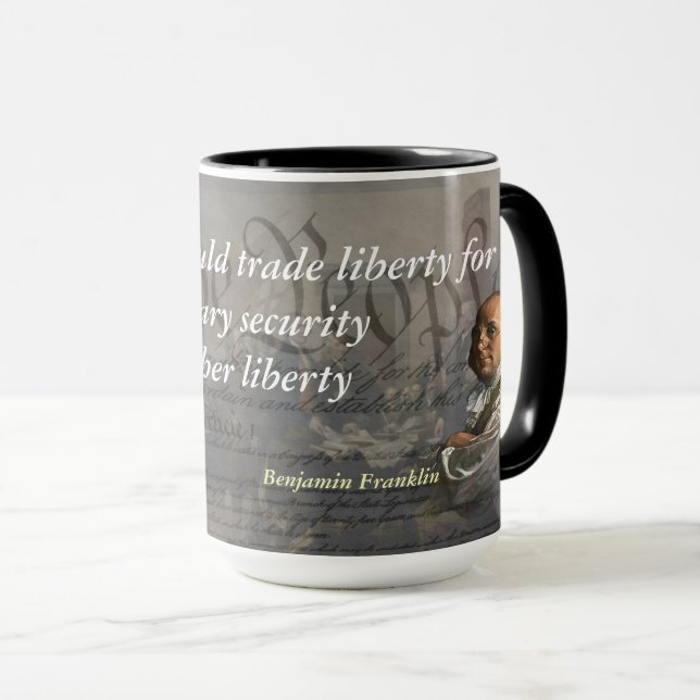 Taza Benjamin Franklin cita sobre la libertad (Anverso derecho)