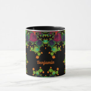 Taza BENJAMIN ~ Naranja verde negro rosa