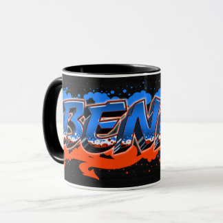 Taza Benny Vorname Name Graffiti blue orange Tasse