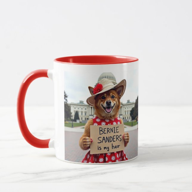 Taza Bernie Sanders es mi héroe, perro adorado (Izquierda)