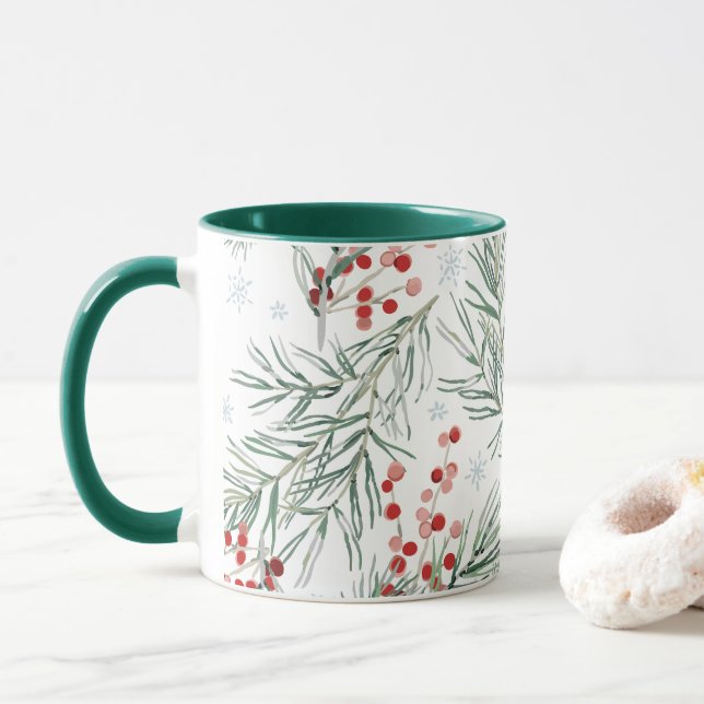 Taza Berry de invierno rojo (Con donut)
