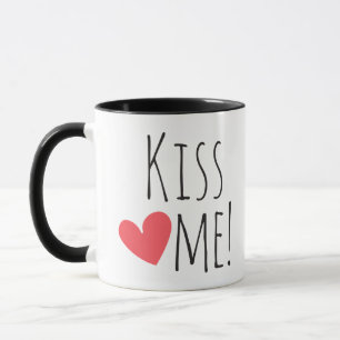 Taza Bésame cita de amor corazón rojo boda compromiso