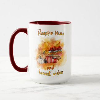 Taza Besos de calabaza y deseos de cosecha 15oz Mug
