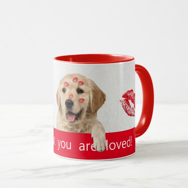 Taza Besos de lápiz labial de Golden Retriever (Anverso derecho)