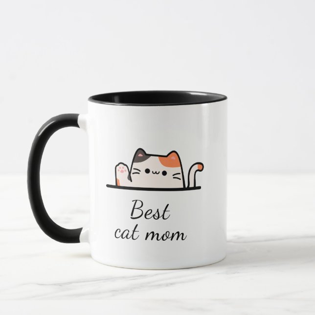 Taza Best cat mom custom script Mug (Izquierda)