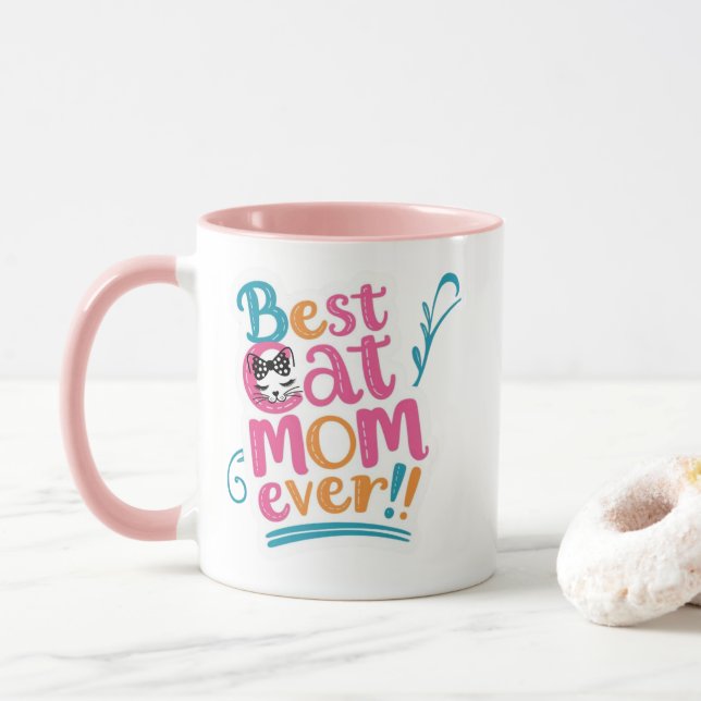 Taza Best Cat Mom Ever Mug (Con donut)
