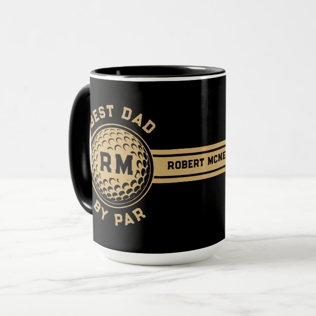 Taza Best Dad By Par Golf Ball Personalized  (Anverso izquierdo)