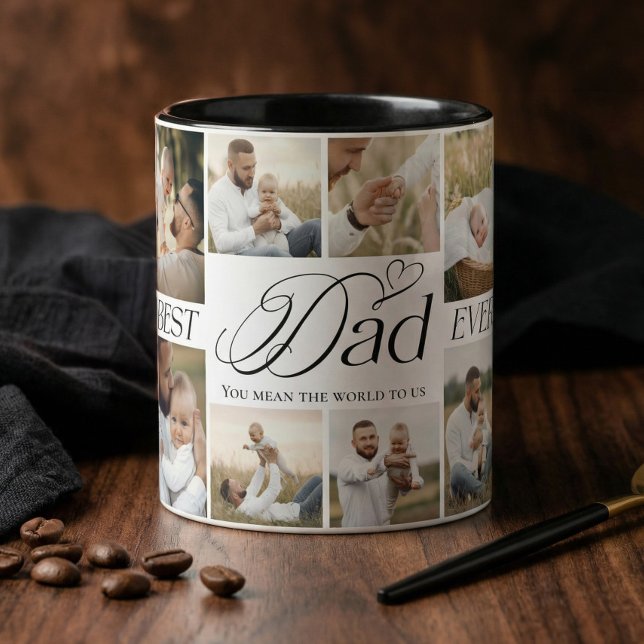Taza Best Dad Ever Personalized Photo Collage keepsake (Best Dad Ever Personalized Photo Collage keepsake Mug)
