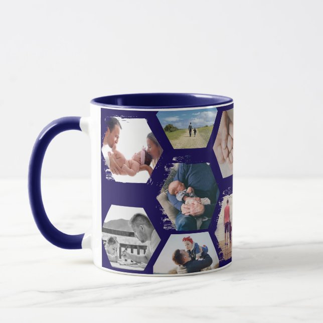 Taza "Best Dad Since" fotos y fecha personalizable (Izquierda)