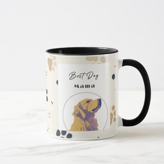Taza Best Dog Mama Mug – Cute Yellow Dog Illustration | (Derecha)