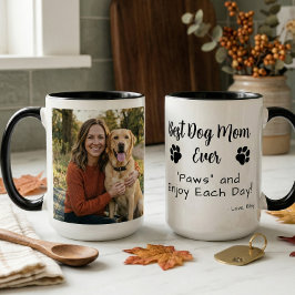 Taza Best Dog Mom Paws Pet Photo Coffee