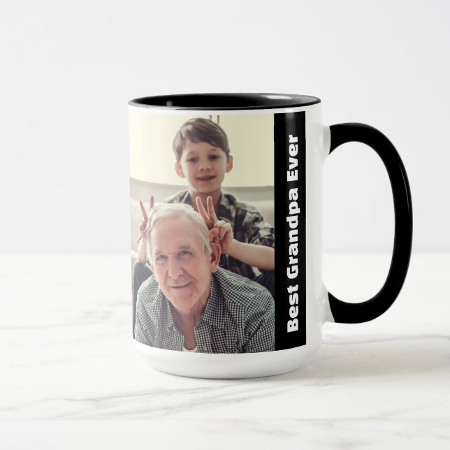 Taza Best Grandpa Ever 2Photo Collage Minimalist (Derecha)