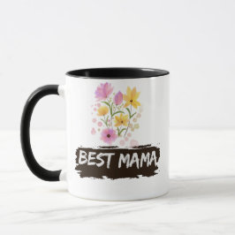 Taza Best Mama Watercolour Flowers Coffee Mug