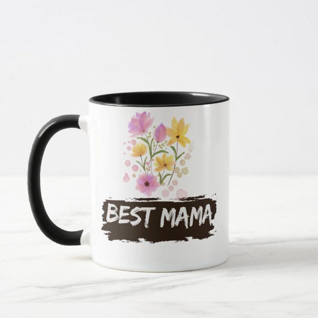 Taza Best Mama Watercolour Flowers Coffee Mug (Izquierda)