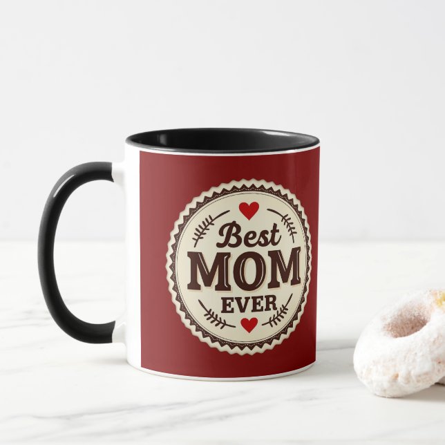Taza Best Mom Ever Classic Retro Design (Con donut)